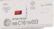 Точный фрагмент лицевой маркировки HNB: 230 V, 6000, знак синусоиды, IΔn 0,03 A и HNB-C16/1N/003